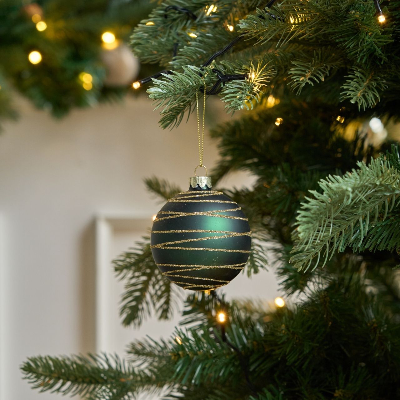 Julekugle m. vandrette streger 4 stk.